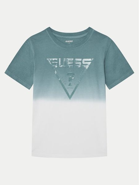 Guess T-Shirt L5GI27 I3Z14 Zielony Regular Fit. Zielone t-shirty i koszulki chłopięce Guess, z aplikacjami, z bawełny, bez kołnierzyka, bez ramiączek. Za 79.99 zł.