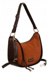Bagietka zamszowa David Jones CM6542 j. brązowa. Brązowe torebki klasyczne damskie David Jones, z materiału, zamszowe, bez dodatków. Za 110.99 zł.