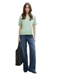 TOM TAILOR Denim Koszulka w kolorze zielonym rozmiar: L. Zielone bluzki damskie TOM TAILOR DENIM, l, bez wzorów, z bawełny, bez kołnierzyka, bez ramiączek. Za 37.30 zł.