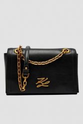 KARL LAGERFELD Czarna skórzana listonoszka Autograph. Czarne listonoszki damskie KARL LAGERFELD, bez wzorów, bez dodatków. W wyprzedaży za 1,235.99 zł.