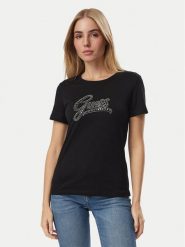 Guess T-Shirt W6BI21 K6040 Czarny Regular Fit. Czarne t-shirty damskie Guess, xxl, z aplikacjami, z bawełny, bez kołnierzyka. Za 199.99 zł.