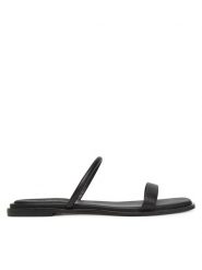 Calvin Klein Klapki Flat Sandal Squared 2-Bar Lth HW0HW02532 Czarny. Czarne klapki damskie Calvin Klein, bez wzorów, ze skóry, bez obcasa, bez zapięcia. Za 309.99 zł.
