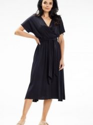 Sukienka Model A642 Black - awama. Czarne sukienki damskie Awama, bez wzorów, z bawełny, biznesowe, bez ramiączek. Za 340.97 zł.