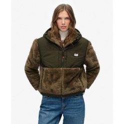 Damska kurtka z zamkiem błyskawicznym Superdry. Brązowe kurtki damskie Superdry, s, bez wzorów, z tkaniny, bez kaptura. Za 583.55 zł.