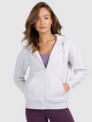 4F Bluza dresowa rozpinana z kapturem damska - szara XS. Szare kardigany damskie 4F, uniwersalny, bez wzorów, z dresówki. Za 159.99 zł.