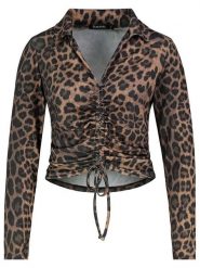 Sublevel Bluzka w kolorze jasnobrązowo-czarnym rozmiar: L. Brązowe bluzki damskie Sublevel, l, bez wzorów, bez kołnierzyka, bez ramiączek. Za 82.99 zł.