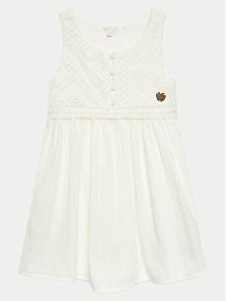 Guess Sukienka codzienna J4GK18 WG5H0 Écru Regular Fit. Sukienki dziewczęce Guess, z aplikacjami, z bawełny, bez ramiączek, proste. Za 129.99 zł.