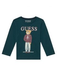 Guess Bluzka N6YI06 K3794 Zielony ciemny Regular Fit. Zielone t-shirty i koszulki chłopięce Guess, z aplikacjami, z bawełny, bez kołnierzyka, bez ramiączek. Za 114.99 zł.
