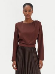 Rinascimento Bluzka CFC0126404003 Brązowy Regular Fit. Brązowe bluzki damskie Rinascimento, xl, bez wzorów, z syntetyku, bez kołnierzyka, bez ramiączek. Za 189.99 zł.