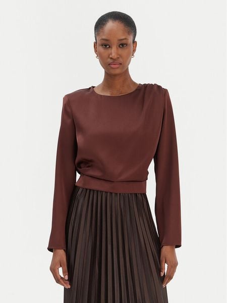 Rinascimento Bluzka CFC0126404003 Brązowy ciemny Regular Fit. Brązowe bluzki damskie Rinascimento, xl, bez wzorów, z syntetyku, bez kołnierzyka, bez ramiączek. Za 170.99 zł.