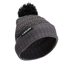 Czapka Unisex Dla Dorosłych New Era Monogram Intarsia Beanie. Szare czapki damskie BAUER, bez wzorów, z materiału. Za 184.99 zł.