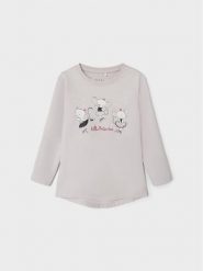 NAME IT Bluzka 13218932 Szary Regular Fit. Szare bluzki i koszule dziewczęce Name it, bez wzorów, z bawełny, bez kołnierzyka, bez ramiączek. Za 59.99 zł.