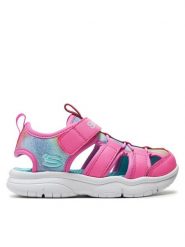 Skechers Sandały 303276L/HPMT Różowy. Czerwone sandały dziewczęce Skechers, ze skóry, bez obcasa, bez zapięcia. Za 189.99 zł.