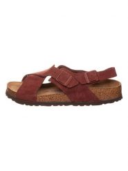 Birkenstock Skórzane sandały "Tulum" w kolorze czerwonym rozmiar: 41. Czerwone sandały damskie Birkenstock, bez wzorów, z otwartym noskiem, bez obcasa, bez zapięcia. Za 252.45 zł.