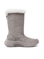 Skechers Kozaki On The Go Midtown 144299/DKTP Szary. Szare kozaki damskie Skechers, ze skóry, bez obcasa, na płaskiej podeszwie, bez zapięcia. Za 379.09 zł.