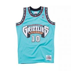 Koszulka NBA Vancouver Grizzlies Mike Bibby. Niebieskie koszulki damskie Mitchell & Ness, bez wzorów, bez kołnierzyka, bez ramiączek. Za 466.50 zł.