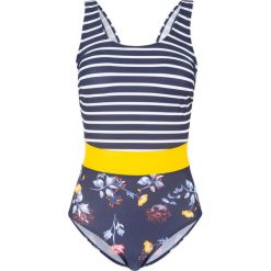 Kostium kąpielowy bonprix niebiesko-żółty. Niebieskie stroje jednoczęściowe bonprix, bez wzorów. Za 49.99 zł.