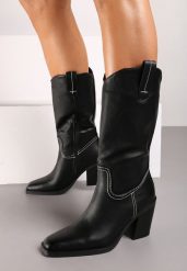 Czarne Kozaki na Obcasie w Stylu Kowbojek Laoretta. Czarne kozaki damskie Born2be, z jeansu, bez obcasa, na obcasie, bez zapięcia. Za 199.99 zł.