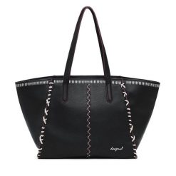 Torebka Desigual. Czarne shopper bag Desigual, bez wzorów, bez dodatków. Za 309.99 zł.