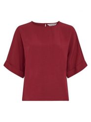 MOSS COPENHAGEN Bluzka w kolorze bordowym rozmiar: S/M. Czerwone bluzki damskie Moss Copenhagen, m, bez wzorów, bez kołnierzyka, bez ramiączek. Za 174.95 zł.
