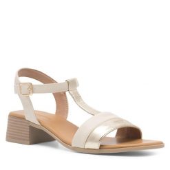 Sandały Clara Barson. Brązowe sandały damskie Clara Barson, bez wzorów, bez obcasa, na słupku, bez zapięcia. Za 89.99 zł.