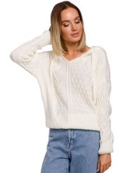 Made of emotion Bluza w kolorze kremowym rozmiar: L/XL. Brązowe bluzy damskie Made Of Emotion, l, bez wzorów, ze splotem, z kapturem. Za 118.56 zł.