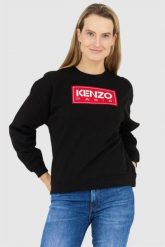 KENZO Czarna bluza damska z aplikacją z logo. Czarne bluzy damskie Kenzo, s, z aplikacjami, bez kaptura. W wyprzedaży za 499.99 zł.