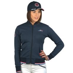 Damska bluza jeździecka zapinana na zamek Flags&Cup France - Limited Edition. Niebieskie bluzy damskie FLAGS&CUP, xs, z aplikacjami, z bawełny, bez kaptura. Za 339.00 zł.