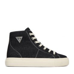 Tenisówki Guess Jeans. Czarne trampki damskie Guess Jeans, z aplikacjami, z jeansu, bez zapięcia. Za 219.99 zł.