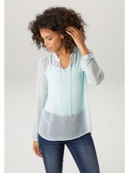 Aniston Bluzka w kolorze turkusowym rozmiar: 46. Niebieskie bluzki damskie Aniston, bez wzorów, bez kołnierzyka, bez ramiączek. Za 130.99 zł.