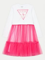 Guess Sukienka codzienna J4YK06 KB8R0 Biały Regular Fit. Białe sukienki dziewczęce Guess, z aplikacjami, z bawełny, bez ramiączek, proste. Za 239.99 zł.