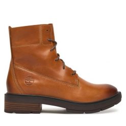Trzewiki Timberland. Brązowe botki damskie Timberland, bez obcasa, na płaskiej podeszwie, bez zapięcia. Za 799.99 zł.