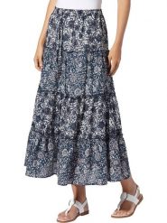 Heine Spódnica w kolorze granatowo-kremowym rozmiar: 50. Niebieskie spódnice damskie Heine, bez wzorów, midi. Za 126.99 zł.