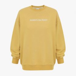 Żółta bluza oversize BLUZA DAMSKA. Żółte bluzy damskie Ryłko, l, bez wzorów, z bawełny, bez kaptura. W wyprzedaży za 129.99 zł.