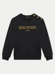 Balmain Bluza BV4B10-Z0081 930OR Czarny Regular Fit. Czarne bluzy dziewczęce Balmain, bez wzorów, z bawełny, bez ramiączek, bez kaptura. Za 1,219.00 zł.