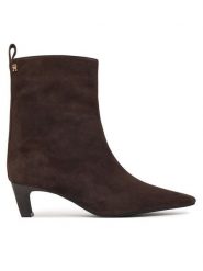 Tommy Hilfiger Botki Kitten Heel Suede Ankle Boot FW0FW09670 Brązowy ciemny. Brązowe botki damskie Tommy Hilfiger, bez obcasa, na słupku, bez zapięcia. Za 699.99 zł.