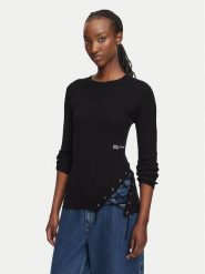 Karl Lagerfeld Jeans Sweter B3W18009 Czarny Slim Fit. Czarne swetry klasyczne damskie Karl Lagerfeld Jeans, m, z jeansu, bez kołnierzyka. Za 549.99 zł.