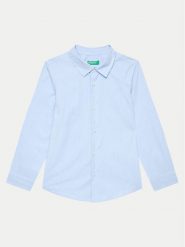 United Colors Of Benetton Koszula 5DGXCQ00T Błękitny Regular Fit. Niebieskie koszule chłopięce United Colors Of Benetton, bez wzorów, z bawełny, bez kołnierzyka, bez ramiączek. Za 69.99 zł.
