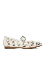 Remonte Baleriny CEO-D0K16-80 Biały. Białe balerinki damskie Remonte, bez wzorów, ze skóry. Za 369.99 zł.