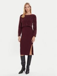 Morgan Sukienka dzianinowa 242-RMONA Bordowy Slim Fit. Czerwone sukienki damskie Morgan, bez wzorów, z dzianiny, bez ramiączek. Za 414.53 zł.