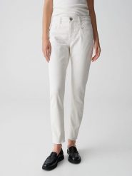 OPUS Dżinsy "Evita" - Slim fit - w kolorze białym rozmiar: 40/L28. Białe jeansy damskie Opus, z podwyższonym stanem. Za 157.35 zł.