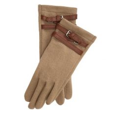 Rękawiczki Damskie LAUREN RALPH LAUREN. Brązowe rękawiczki damskie Lauren Ralph Lauren, bez wzorów, z dzianiny. Za 594.99 zł.