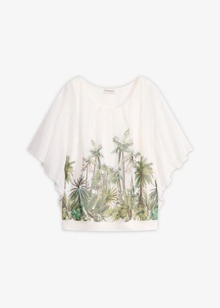 Bluzka szyfonowa z topem. Białe bluzki damskie bonprix, bez wzorów, z szyfonu, eleganckie, bez kołnierzyka, bez ramiączek. Za 79.99 zł.