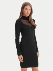 Guess Sukienka dzianinowa W6RK61 Z4842 Czarny Regular Fit. Czarne sukienki damskie Guess, z aplikacjami, z dzianiny, bez ramiączek. Za 569.99 zł.