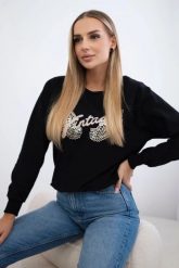 Bluza z nadrukiem czarna. Czarne bluzy damskie KESI, l, bez wzorów, z bawełny, bez kaptura. Za 190.70 zł.