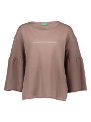 Benetton Bluza w kolorze szarobrązowym rozmiar: S. Brązowe bluzy damskie Benetton, s, bez wzorów, z bawełny, bez kaptura. Za 74.63 zł.