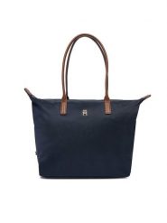 Tommy Hilfiger Torebka Popette Tote AW0AW17711 Granatowy. Niebieskie torebki klasyczne damskie Tommy Hilfiger, z materiału, bez dodatków. Za 339.99 zł.