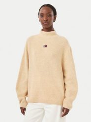 Tommy Jeans Sweter Badge DW0DW23349 Beżowy Relaxed Fit. Brązowe swetry klasyczne damskie Tommy Jeans, s, z jeansu, bez kołnierzyka. Za 449.99 zł.