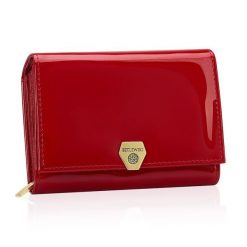 Portfel damski BETLEWSKI BPD-VS-11 CZERWONY. Czerwone portfele damskie Betlewski, bez wzorów, ze skóry. Za 169.00 zł.