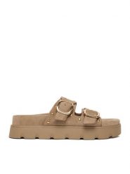 DeeZee Klapki CEO-HY35011-1 Beżowy. Brązowe klapki damskie DeeZee, bez wzorów, z materiału, bez obcasa, bez zapięcia. Za 149.99 zł.